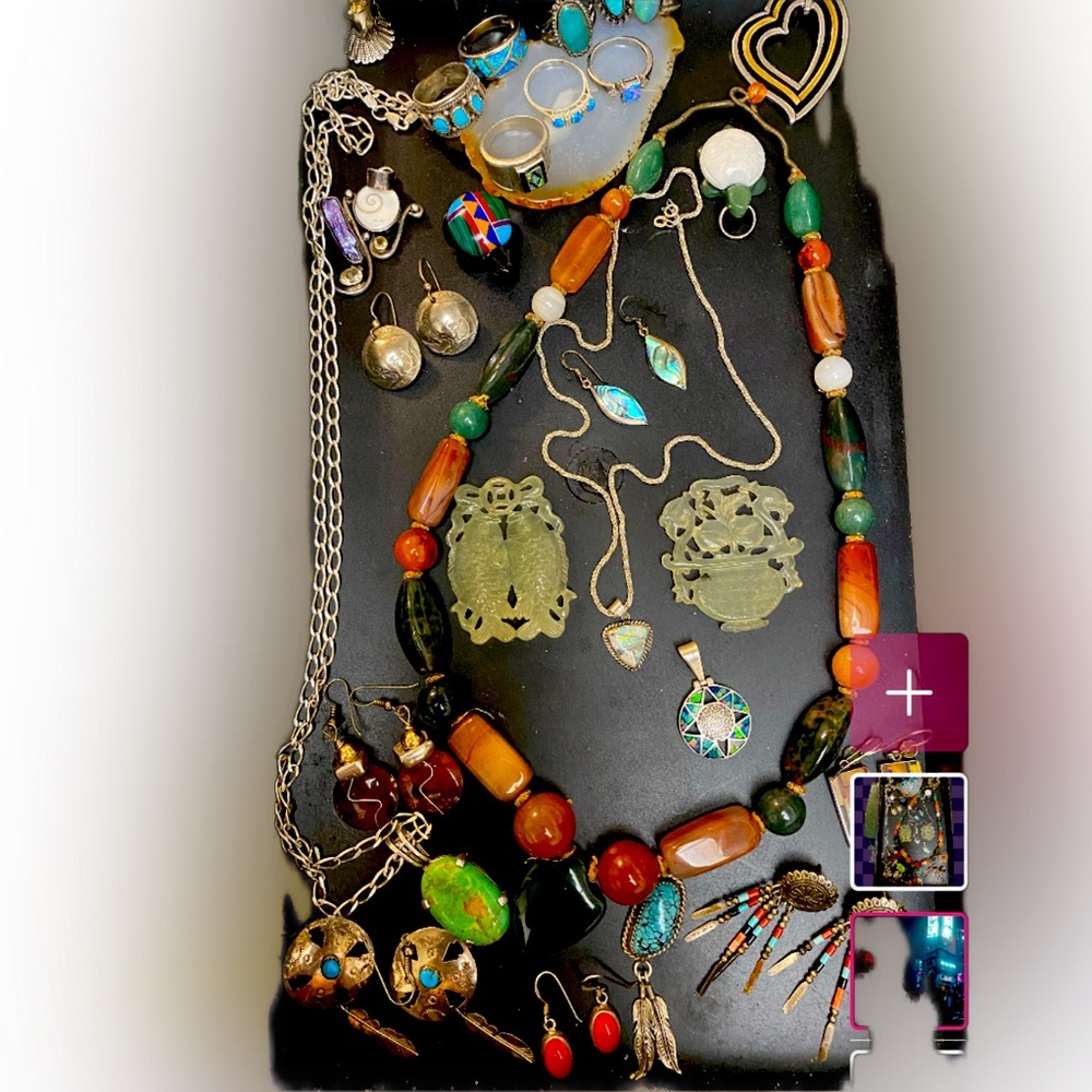 Coming Soon… opal, jade turquoise, many inlaid and designer pieces